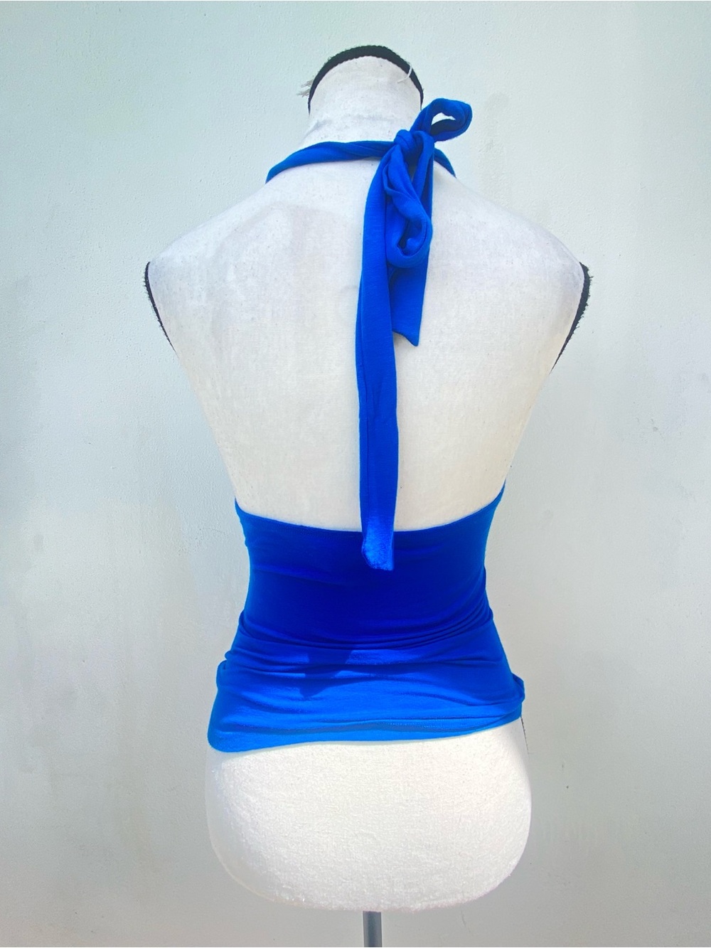 Y2K Blue Rhinestone Buckle Embellished Halter Top Size Small - Picture 6 of 6
